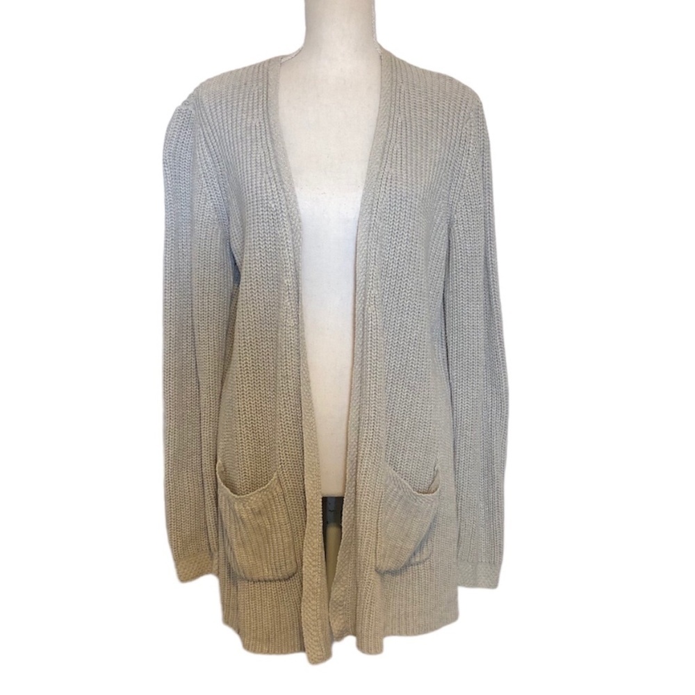 FAHERTY Sconset Lumi Cashmere Open‎ Cardigan Women's Size Small Gray Longline